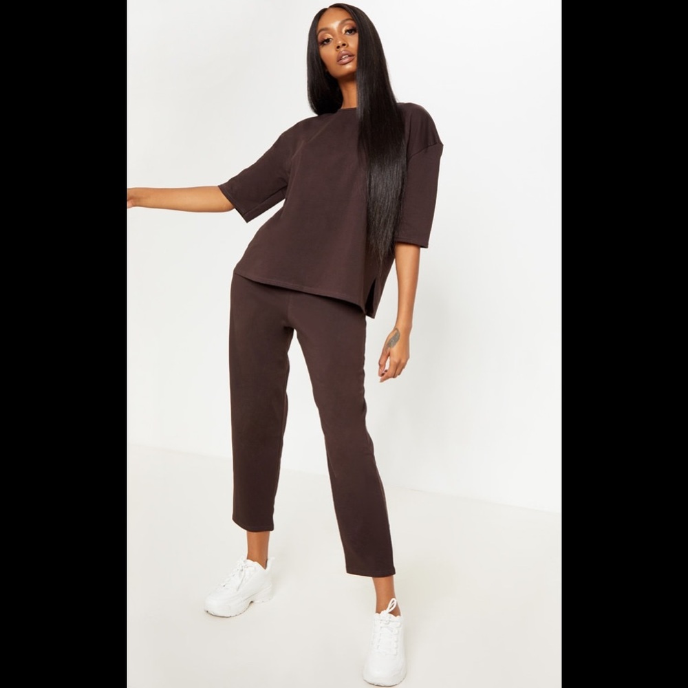 Pretty little thing cotton lounge set brown
